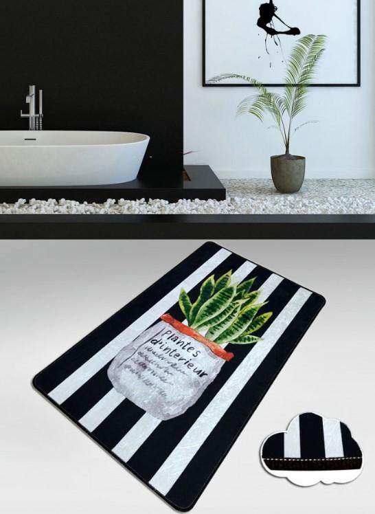 L'essentiel Maison Otirač za kupatilo Aloevera, 80x100cm, crno-bijeli