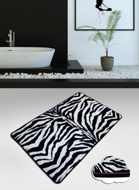 L'essentiel Maison prugasti tepih za kupatilo, 80x100cm, crno-siva