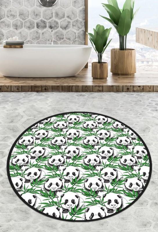 L'essentiel Maison Green Panda prostirka za kupatilo, 120cm, zeleno-bijela