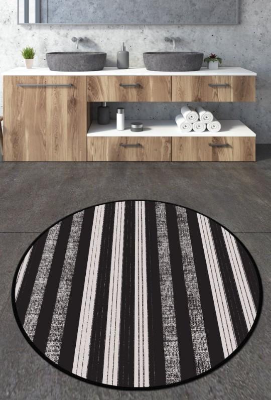 L'Essentiel Maison Barcode tepih za kupatilo, 120 cm, crno-bijeli