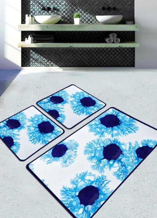 L'essentiel Maison Unravel prostirka za kupatilo, 3 komada, plava