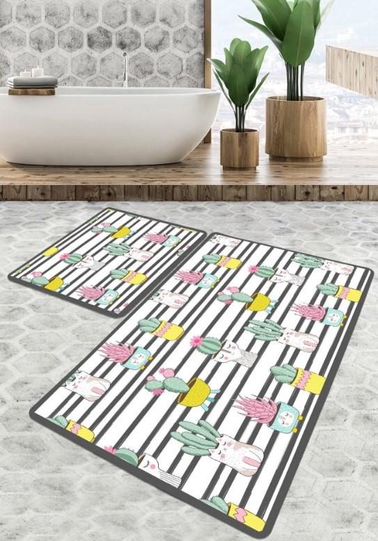 L'Essentiel Maison Catinus Cactus prostirka za kupatilo, 2 komada, šarena