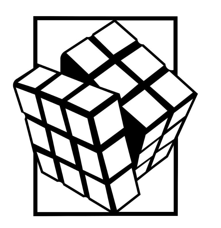 Wallity Zidna dekoracija Rubikova kocka, 64x69cm, Crna