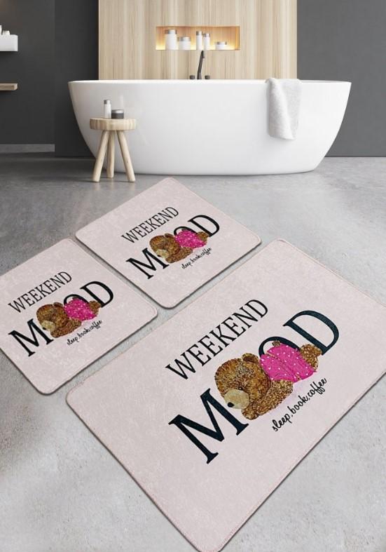 L'essentiel Maison Weekend Mood prostirka za kupatilo, 3 komada, roze