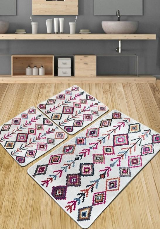 L'essentiel Maison Raje prostirka za kupatilo, 3 komada, šarena