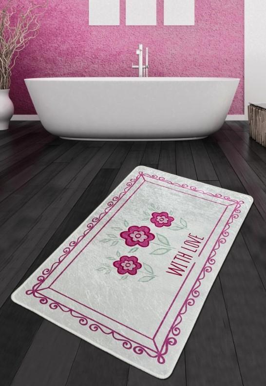 L'essentiel Maison Kupaonska prostirka s cvijetom, 70x120cm, Sivo-roza