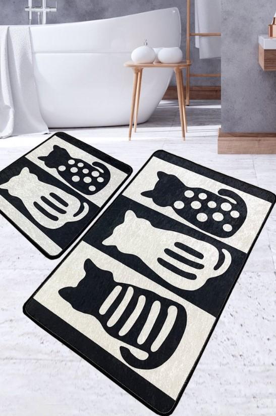 L'essentiel Maison Kupaonski tepih Meo, 2 komada, crno-siva