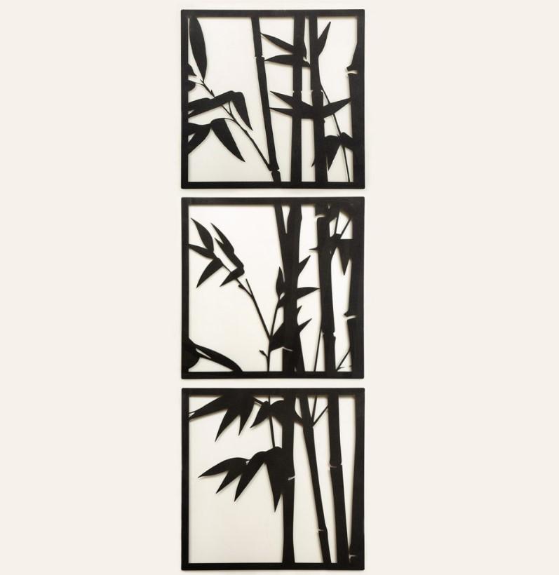 Wallity APT041MS Zidna dekoracija Bambus, 45x45cm, 3 komada, Crna