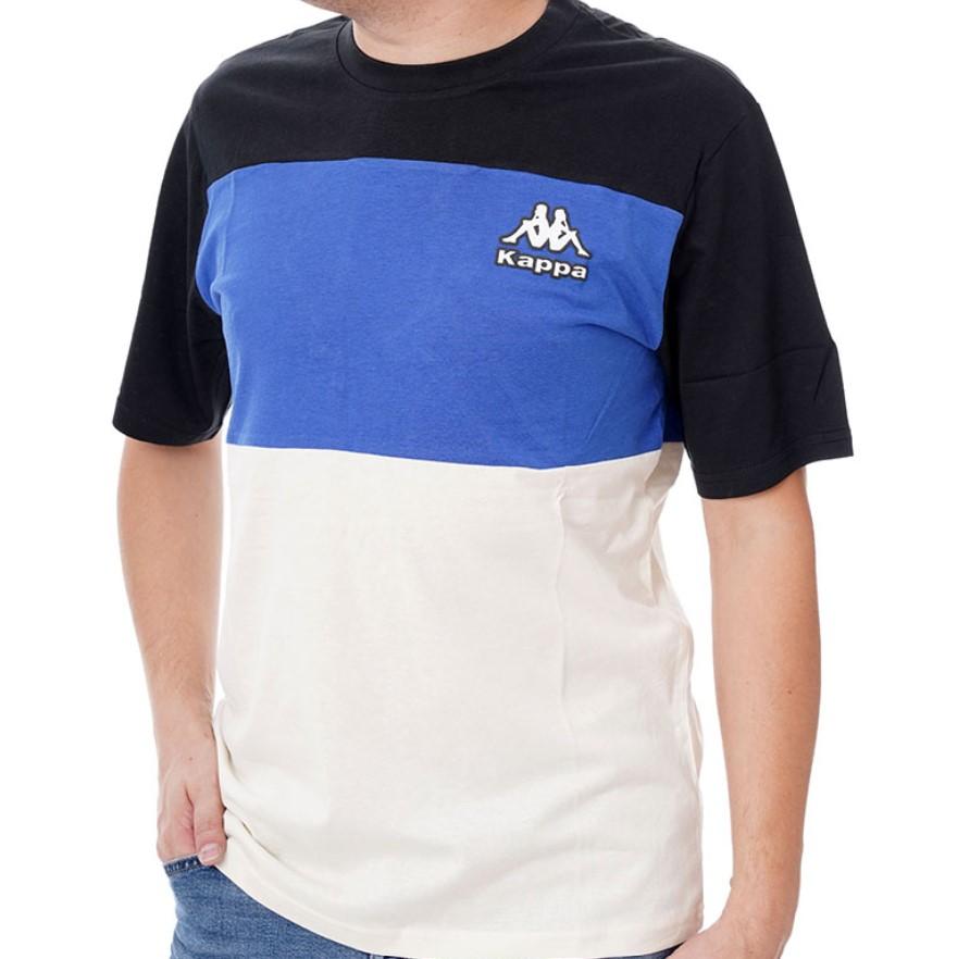 Kappa Muška majica kratkih rukava Logo Fizio, Crno-plavo-bijela