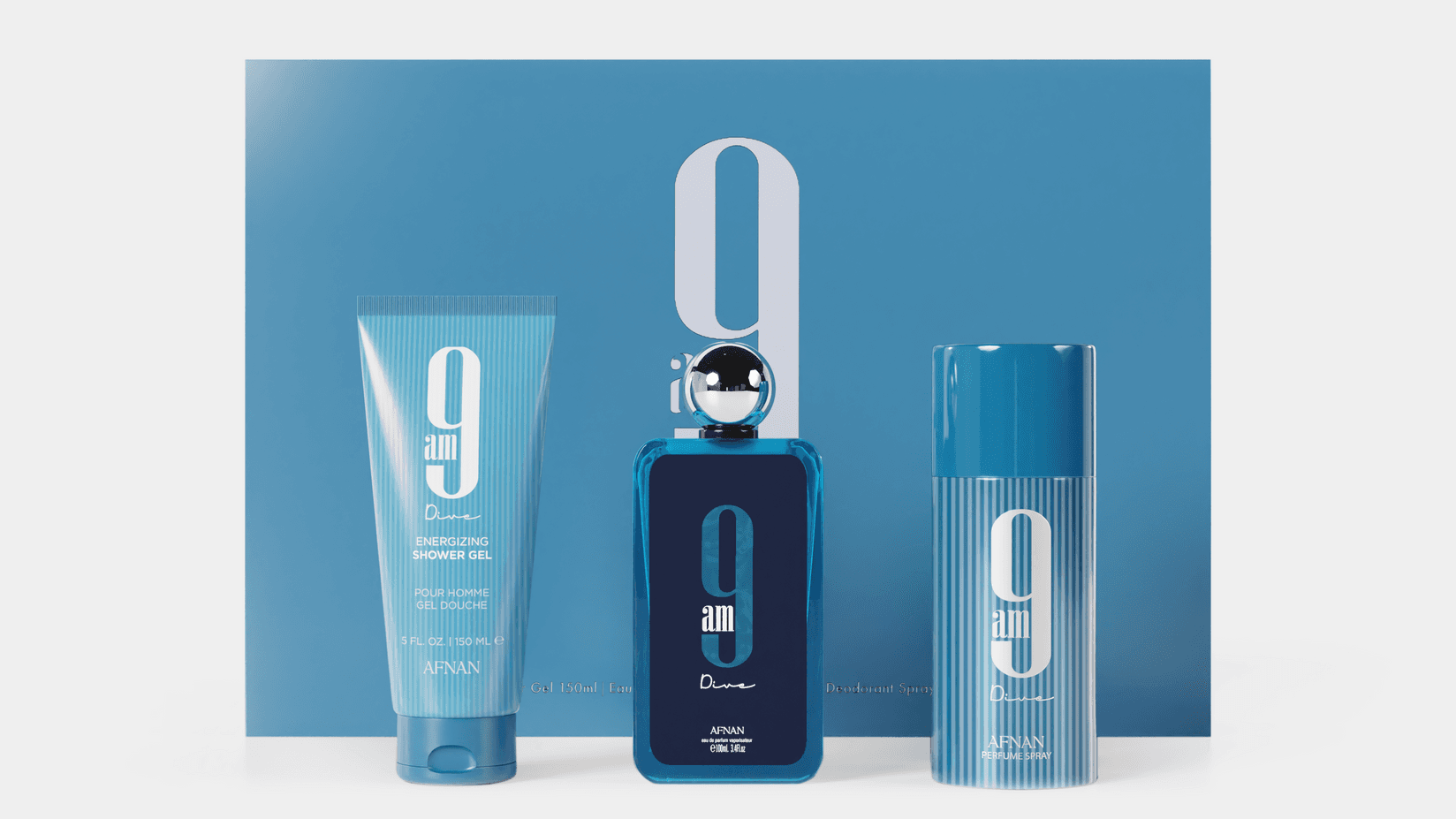 Afnan muški poklon set 9 Am Dive Edp 100ml + gel za tuširanje 150ml + dezodorans u spreju 150ml