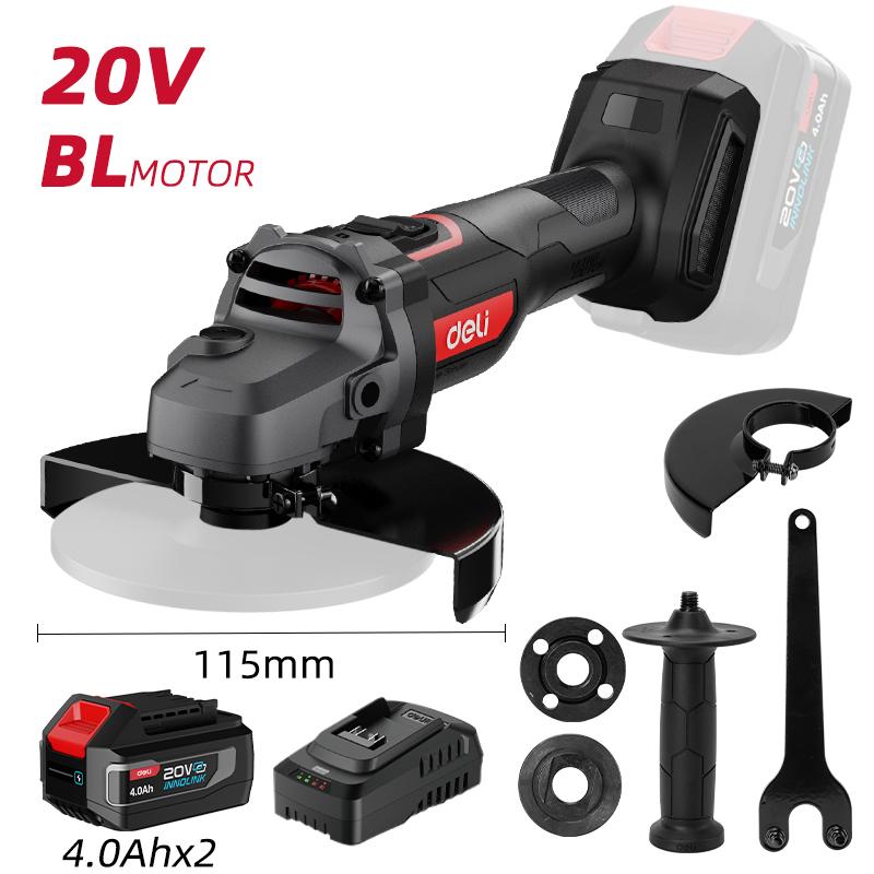 DELI Akumulatorska brusilica 20V 4Ah 115mm