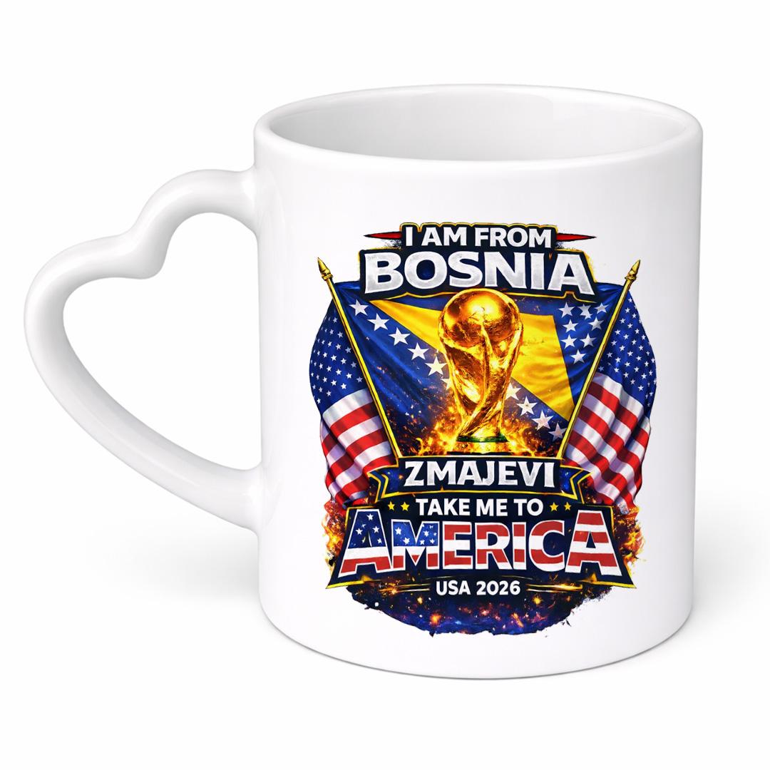 Doxy Šolja za kafu-čaj sa printom, Drška srce, Bijela