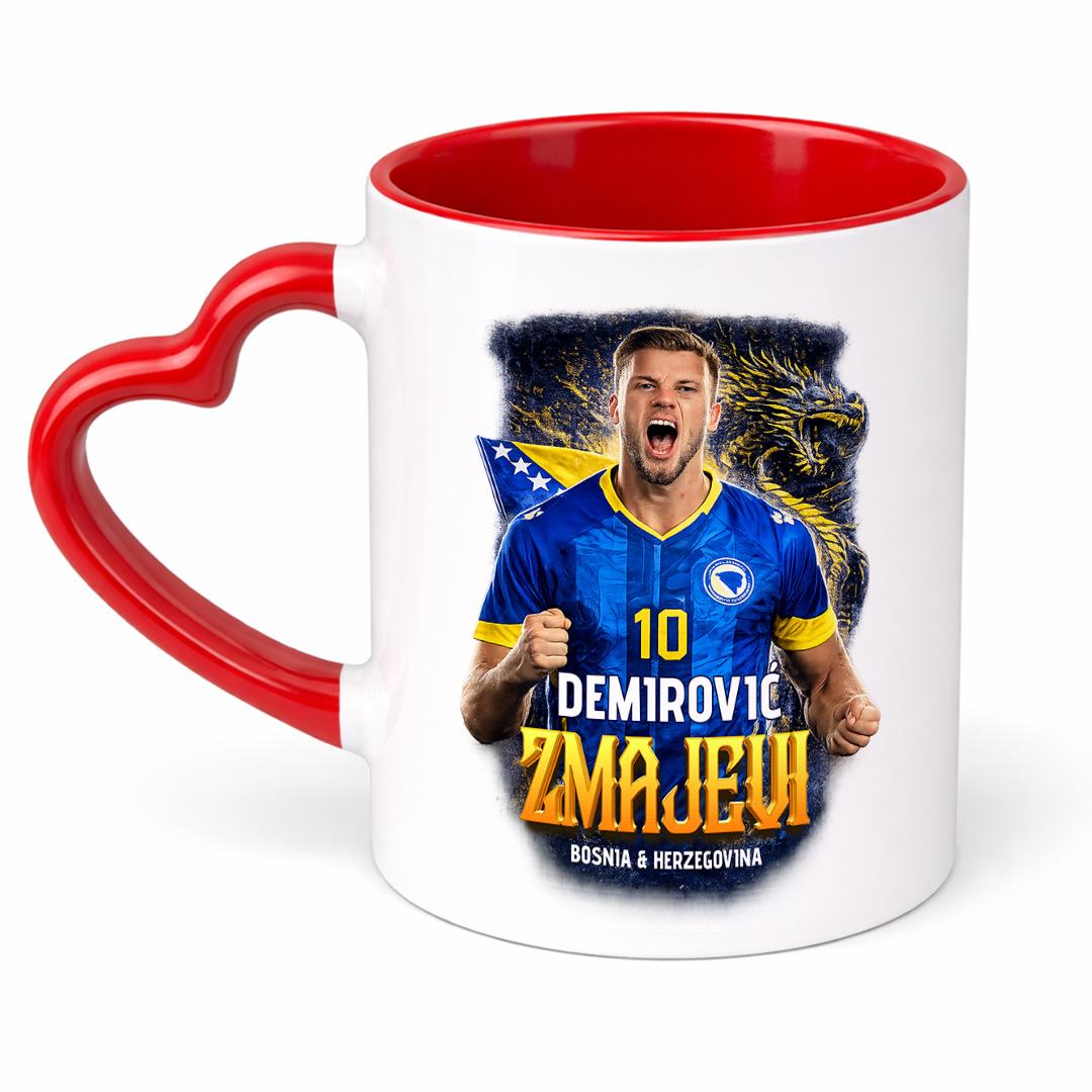 Doxy Šolja za kafu-čaj sa printom, Drška srce, Crvena