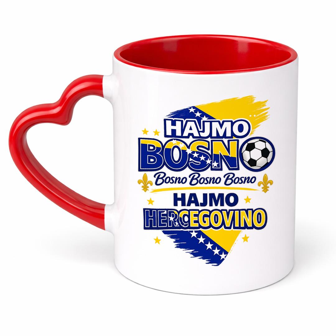 Doxy Šolja za kafu/čaj, rekviziti Bosna za Svjetsko 2026, Drška srce, Crvena