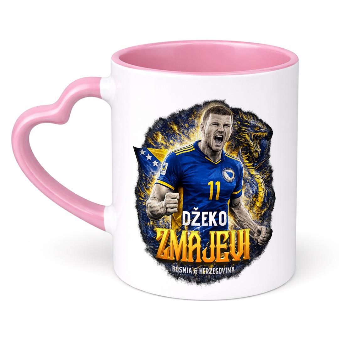 Doxy Šolja za kafu-čaj sa printom, Drška srce, Roze