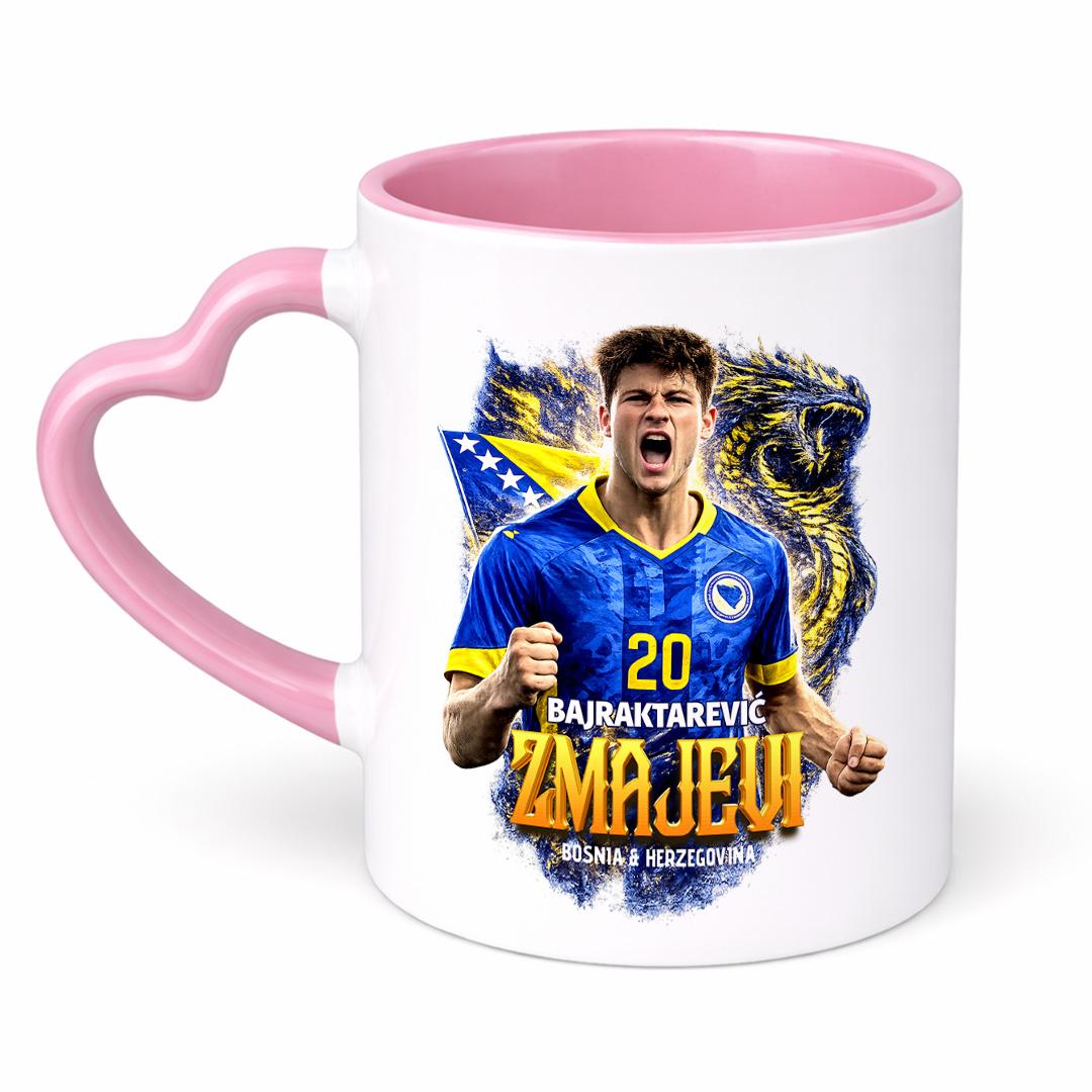 Doxy Šolja za kafu-čaj sa printom, Drška srce, Roze
