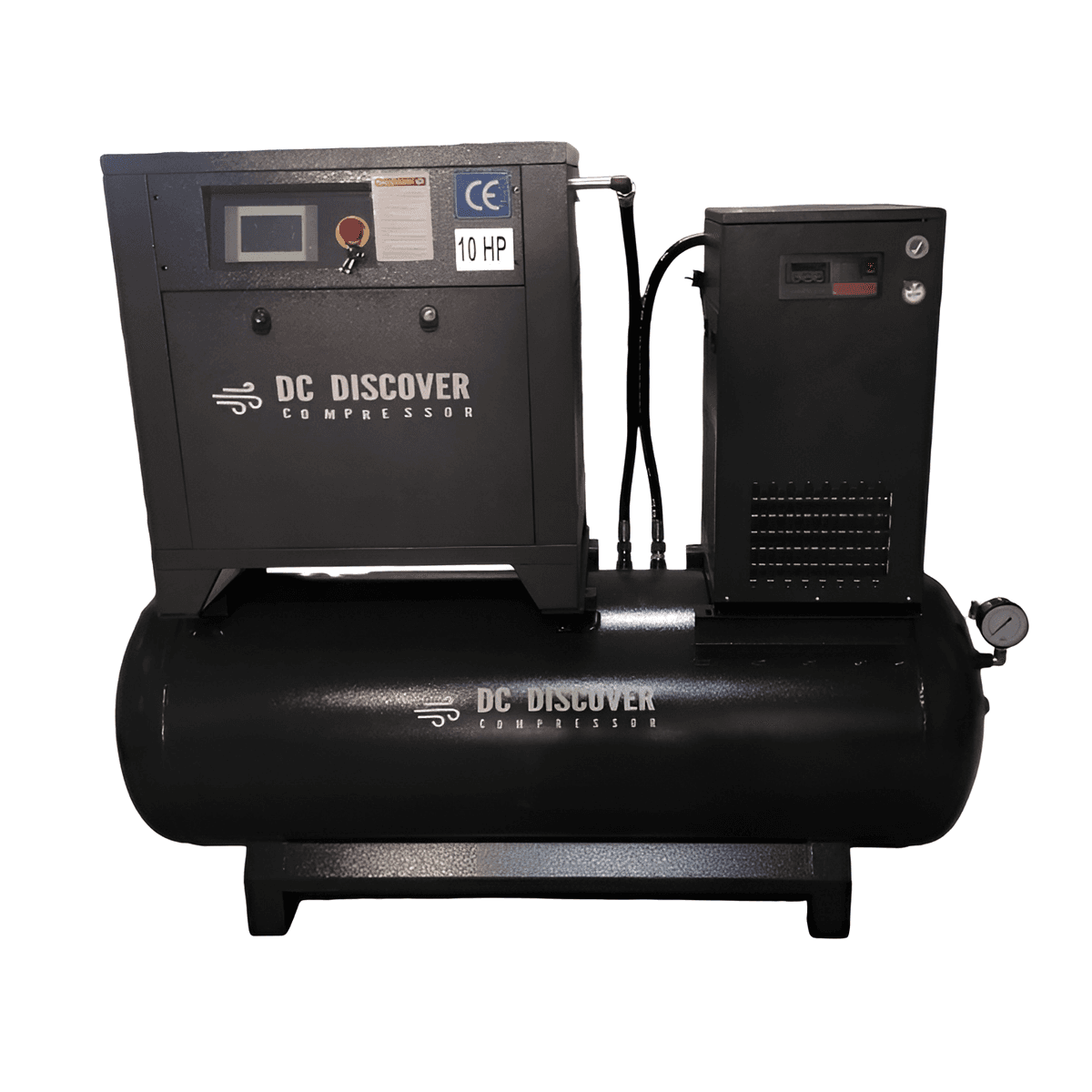 DISCOVERI Vijčani kompresor sa sušačem zraka i filterima, 500L, Crni
