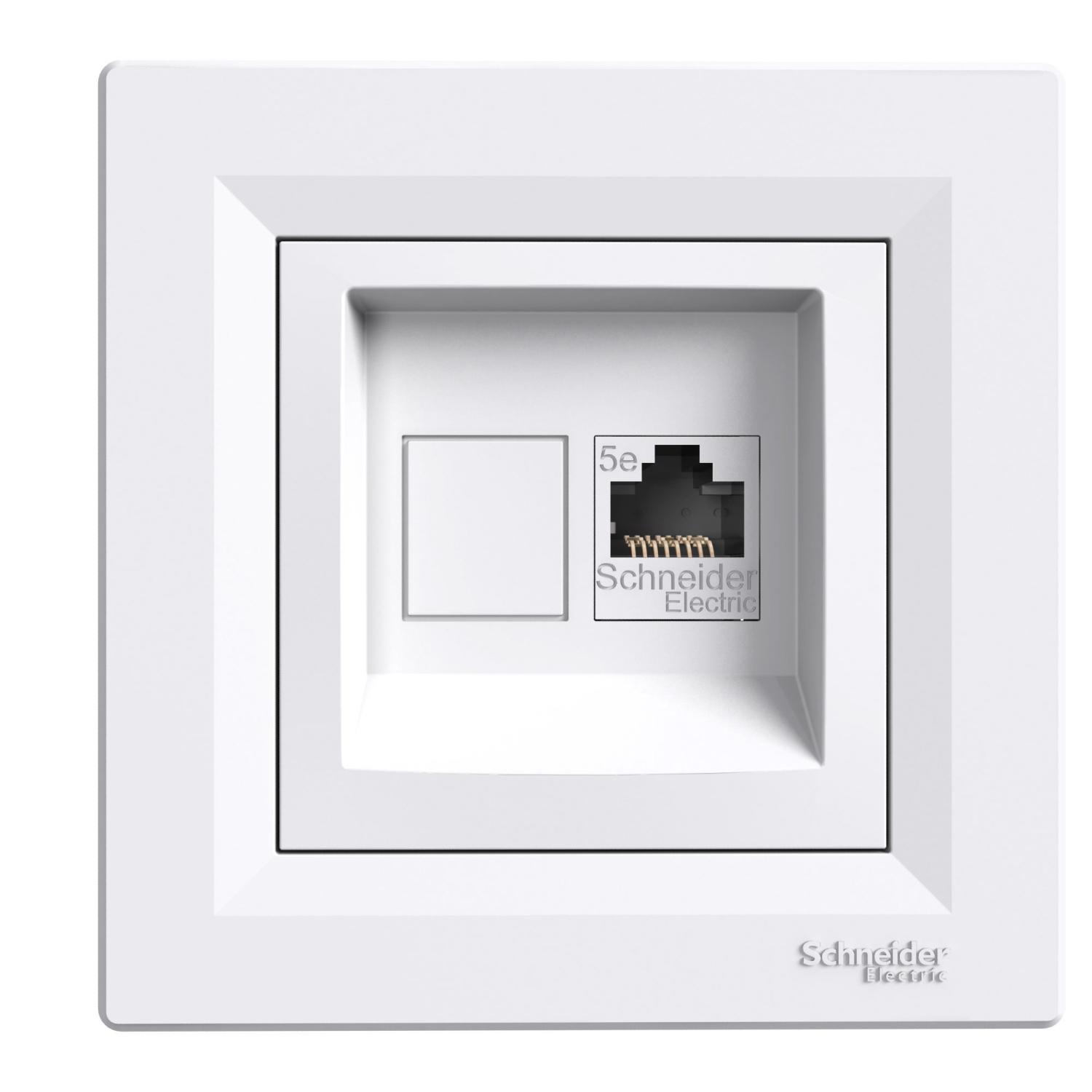 SCHNEIDER Računarska utičnica rj45 8/8 cat5e asfora bijela sa okvirom