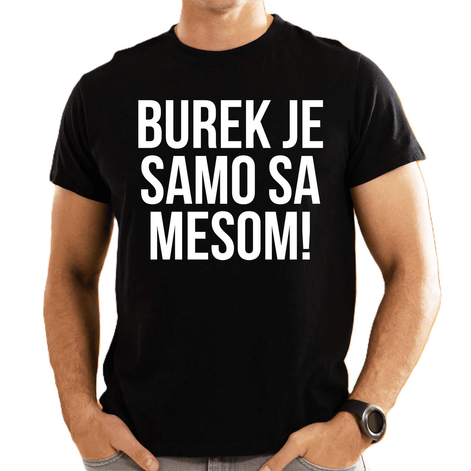 Goatees Muška majica Burek je samo sa mesom!, Crna