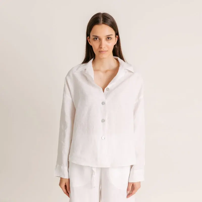 Intuitiva Ženska košulja Sunset, Lan, Bijela