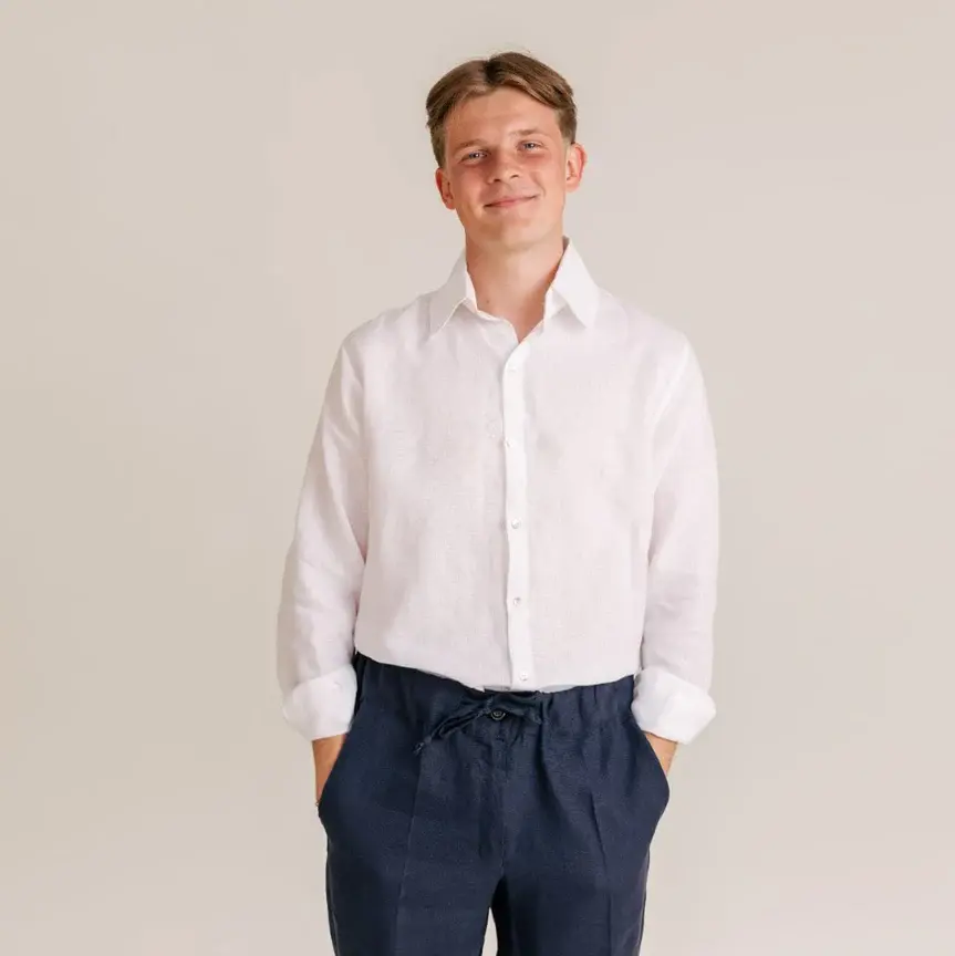 Intuitiva Muška košulja Coastal, Lan, Bijela