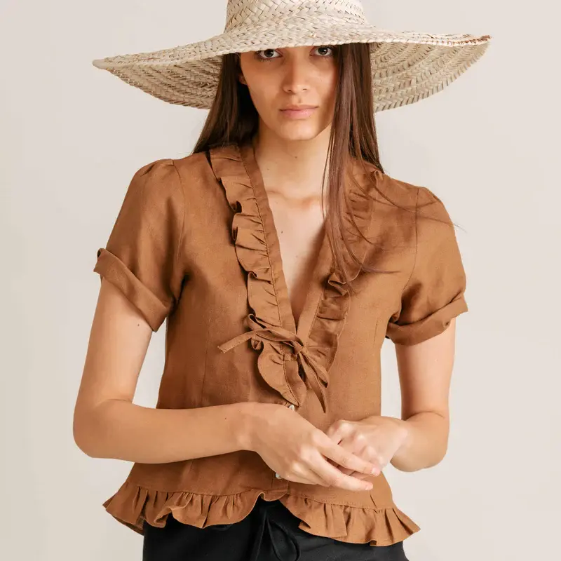 Intuitiva Ženska majica Nadalina, Lan, Lješnjik