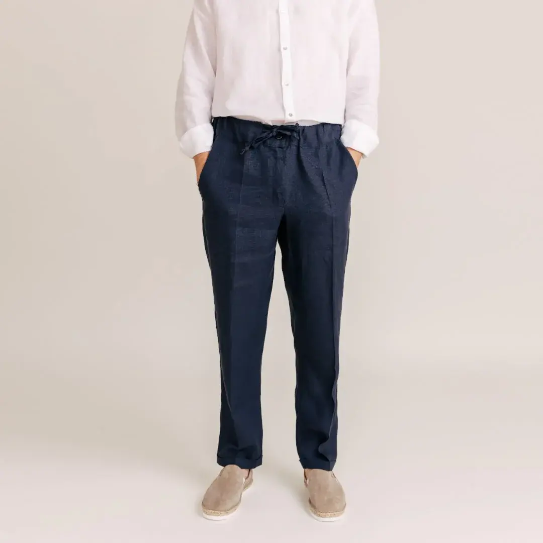 Intuitiva Muške pantalone Captain, Lan, Tamnoplave