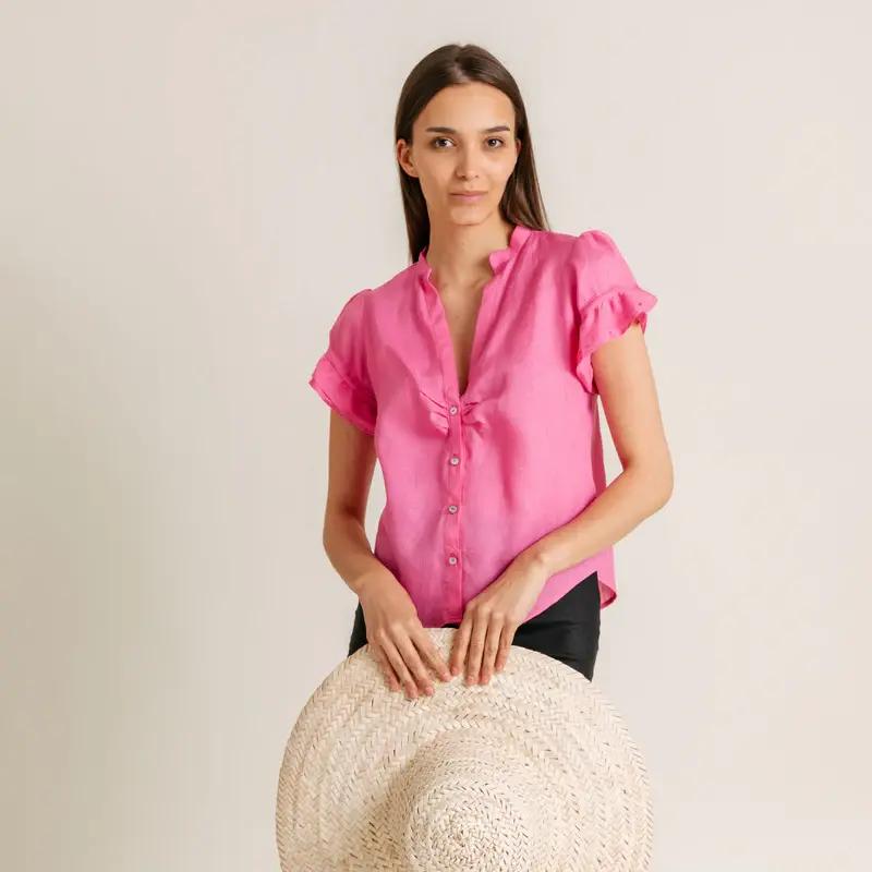 Intuitiva Ženska majica Olivia, Lan, Roze