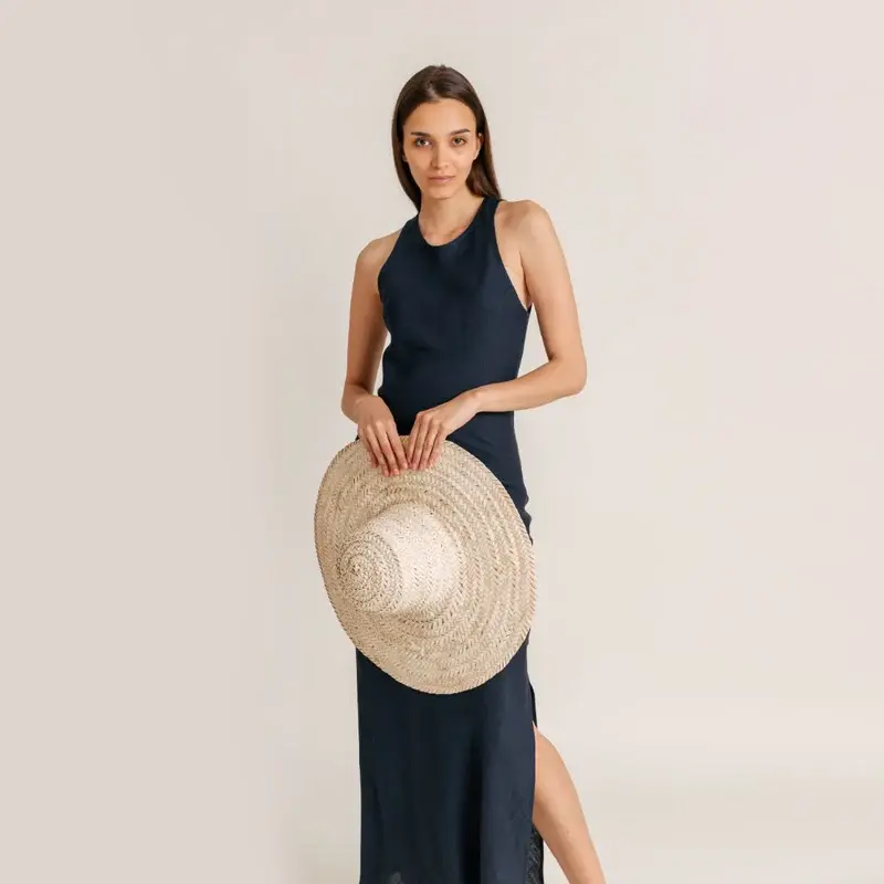 Intuitiva Ženska haljina na bretele Sundown, Lan, Tamnoplava