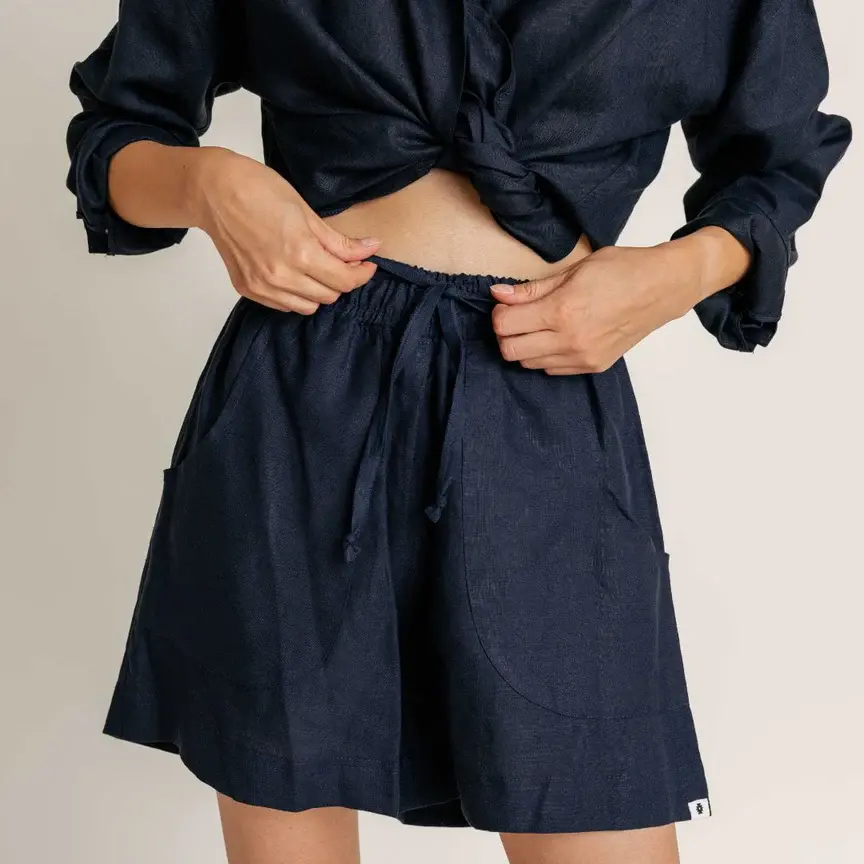 Intuitiva Ženski šorc Sunset, Lan, Tamnoplavi