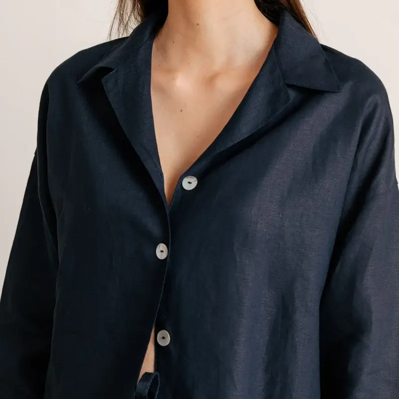 Intuitiva Ženska košulja Sunset, Lan, Tamnoplava