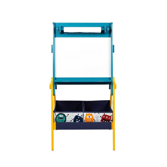 KINDER HOME Dječija drvena tabla sa magnetima na postolju, za učenje, crtanje i odlaganje plavo-žuta