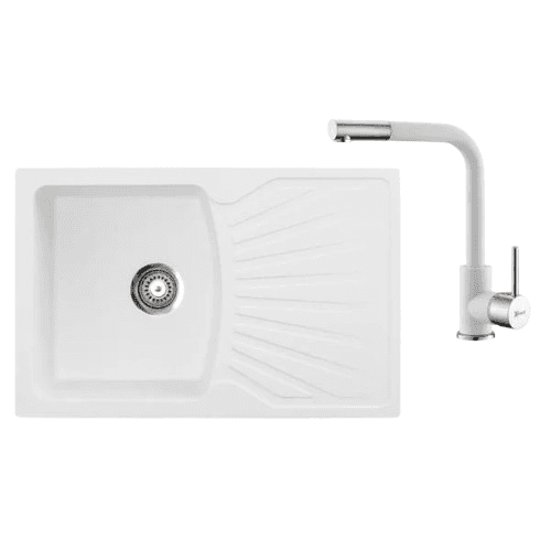 Metalac Sudoper xGranit Quadro + baterija LUX, Bijela