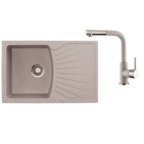 Metalac Sudoper xGranit Quadro + baterija LUX xGranit, Bež