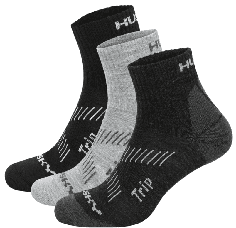 Husky Čarape Hiking Trip, 3 para, Crne / Sive / Sive