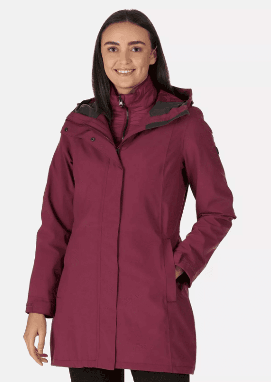 Regatta Outdoors Ženska jakna Denbury III Waterproof Amaranth Haze 2 u 1, Bordo