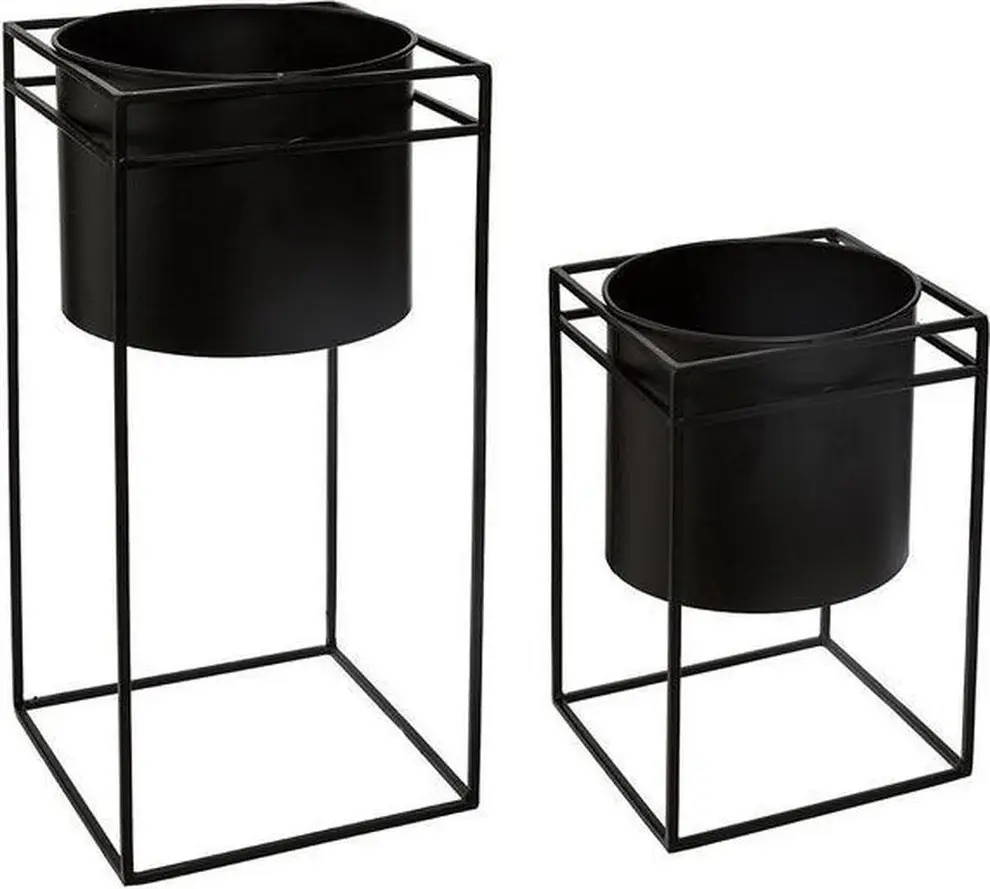 Atmosphera Set od 2 metalne stojaće žardinjere, Crne boje