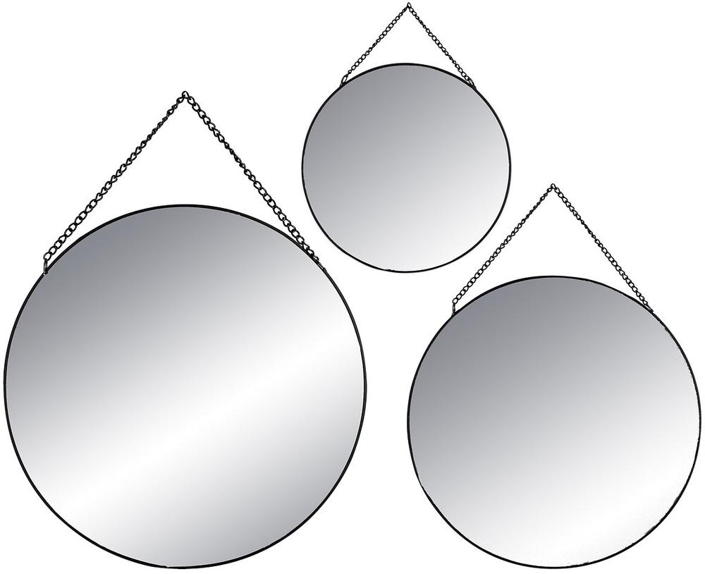 Atmosphera Set od 3 okrugla ogledala, Crne boje