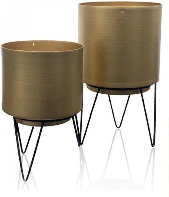 Milleryt Set od 2 metalne saksije,22 cm, zlatne boje