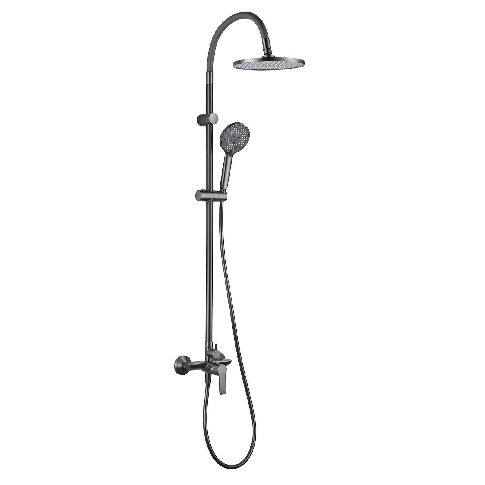 Inter Ceramic tuš sa usponom 1F, Ručka za tuš 3F, Slavina Alisado, Sa podesivim silikonskim držačem za tuš, Gun Gray