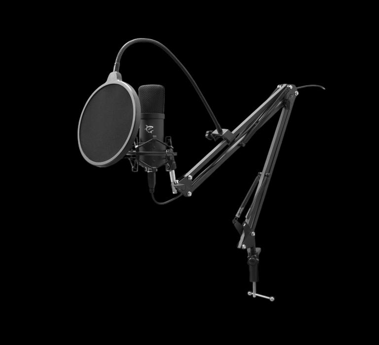 WHITE SHARK Gejmerski mikrofon Zonis crni sa podesivom ručkom