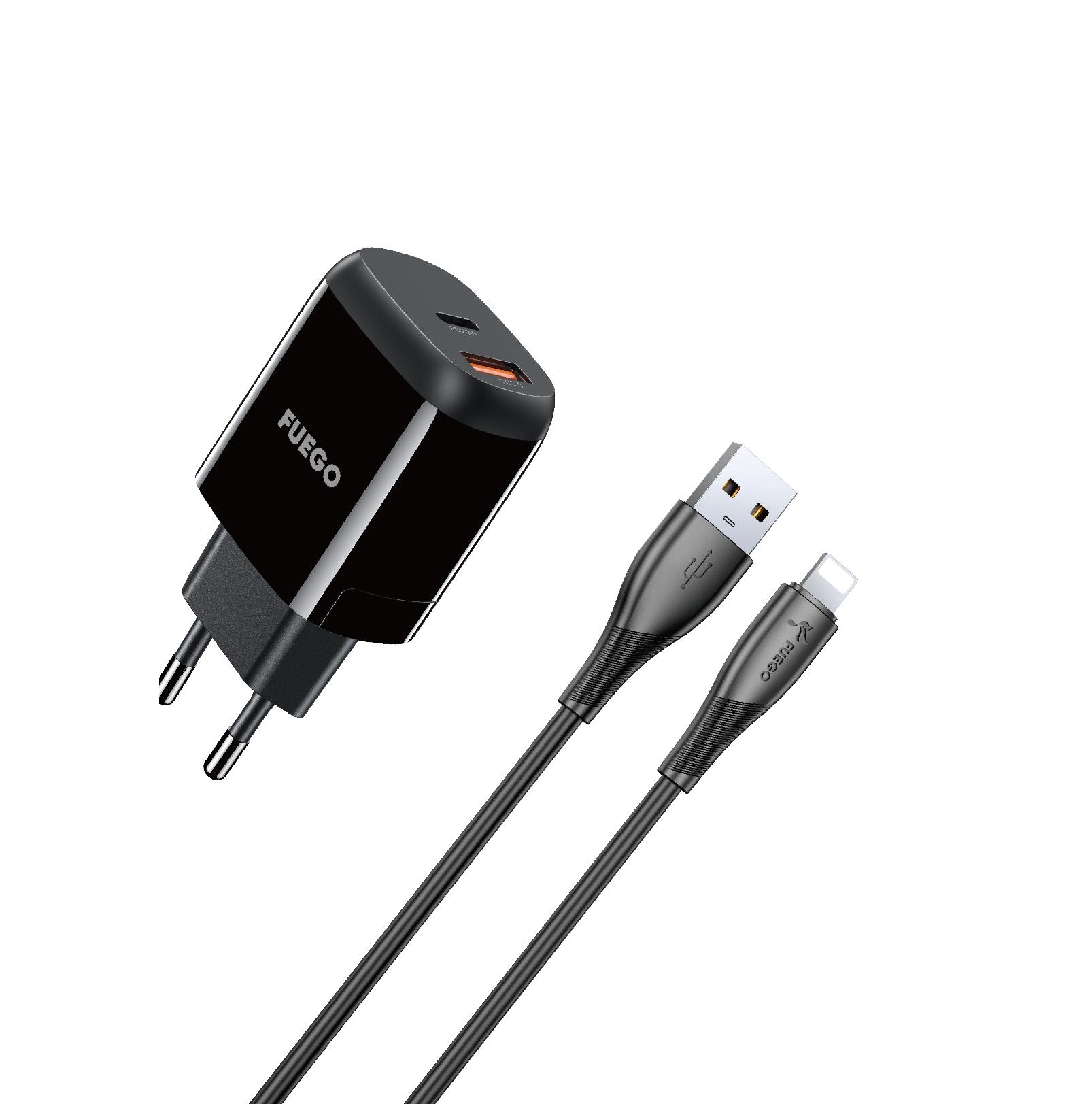 FUEGO Adapter FGL20W 20W+Lightning kabl 1m crni