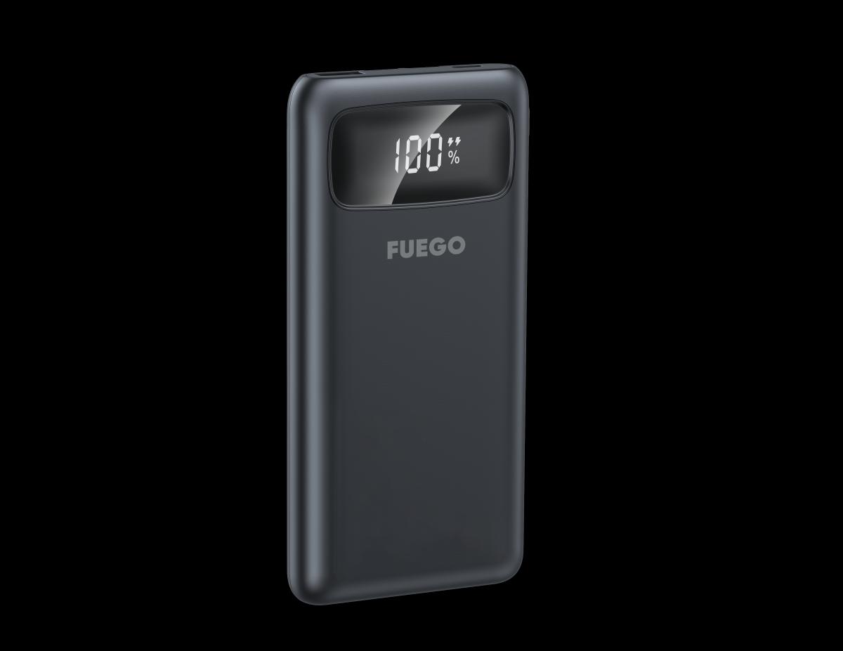 FUEGO Power Bank FG168K Super Charge sa vise kablova (10000mAh) crni
