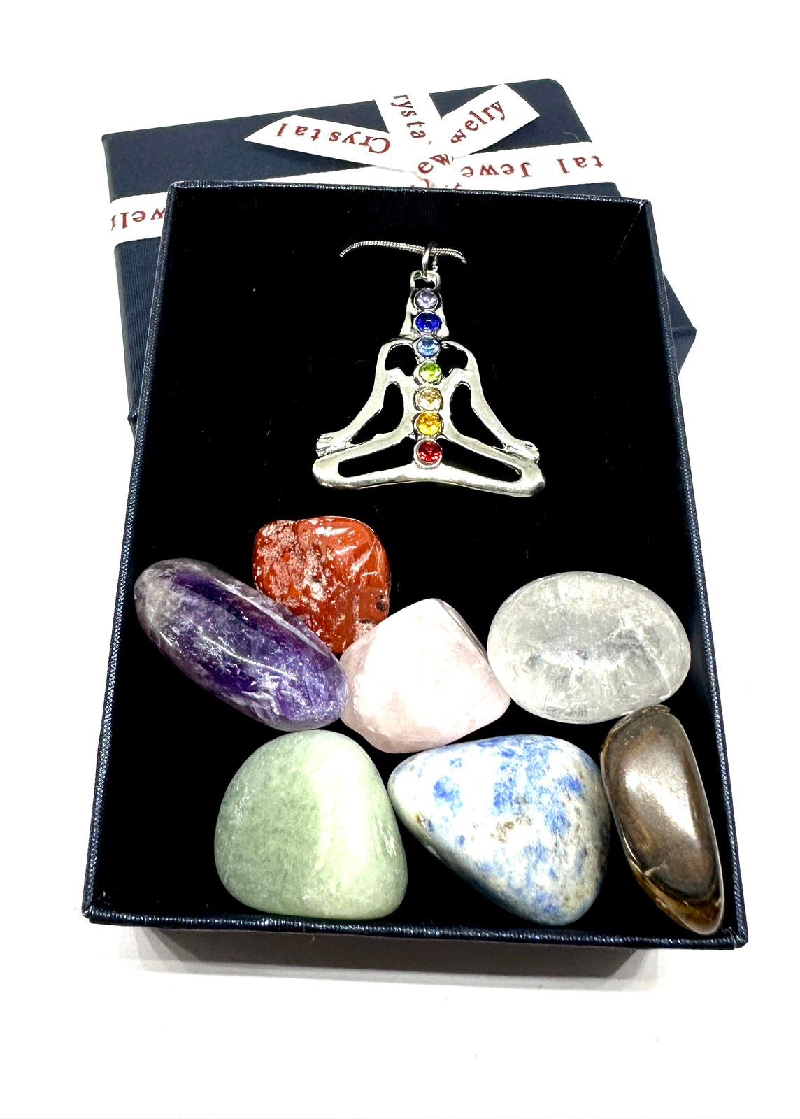 Poludrago kamenje & nakit Set poludragog kamenja za 7 čakri i ogrlica sa kristalima