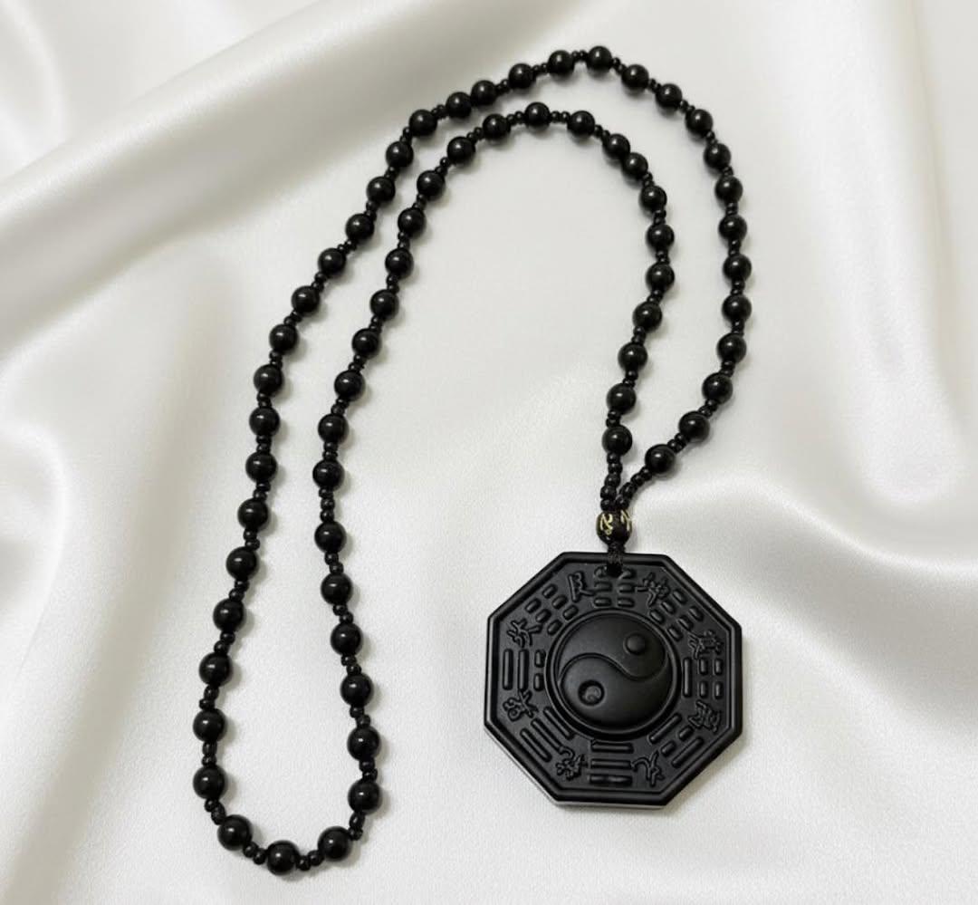 Poludrago kamenje & nakit Ogrlica Ying Yang od prirodog Opsidiana