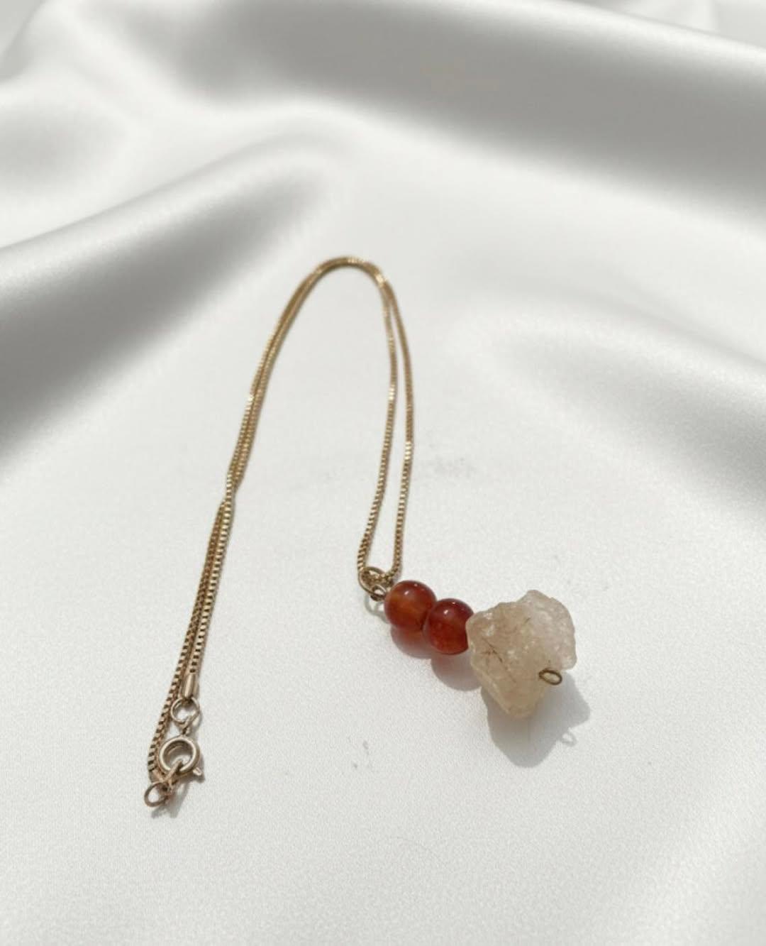 Poludrago kamenje & nakit Unikatna ogrlica sa karneolom i citrinom