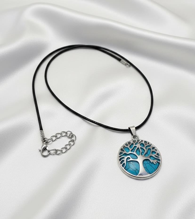 Poludrago kamenje & nakit Ogrlica Drvo života & plavi tirkiz
