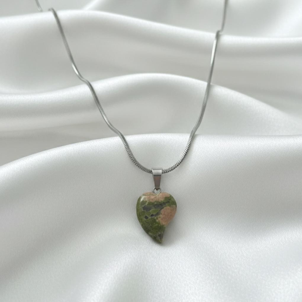 Poludrago kamenje & nakit Ogrlica Rainforest jasper Srce divljine, Šarena