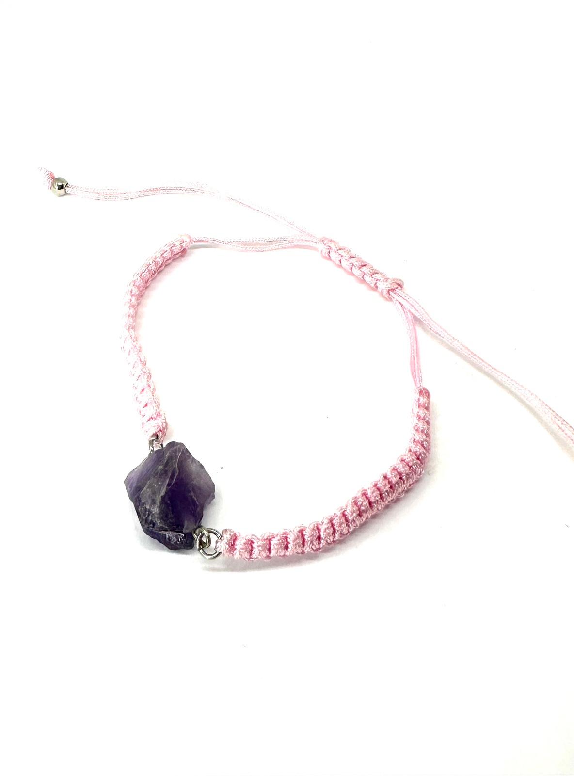 Poludrago kamenje & nakit Ručno rađena samozatezajuća narukvica sa prirodnim ametistom