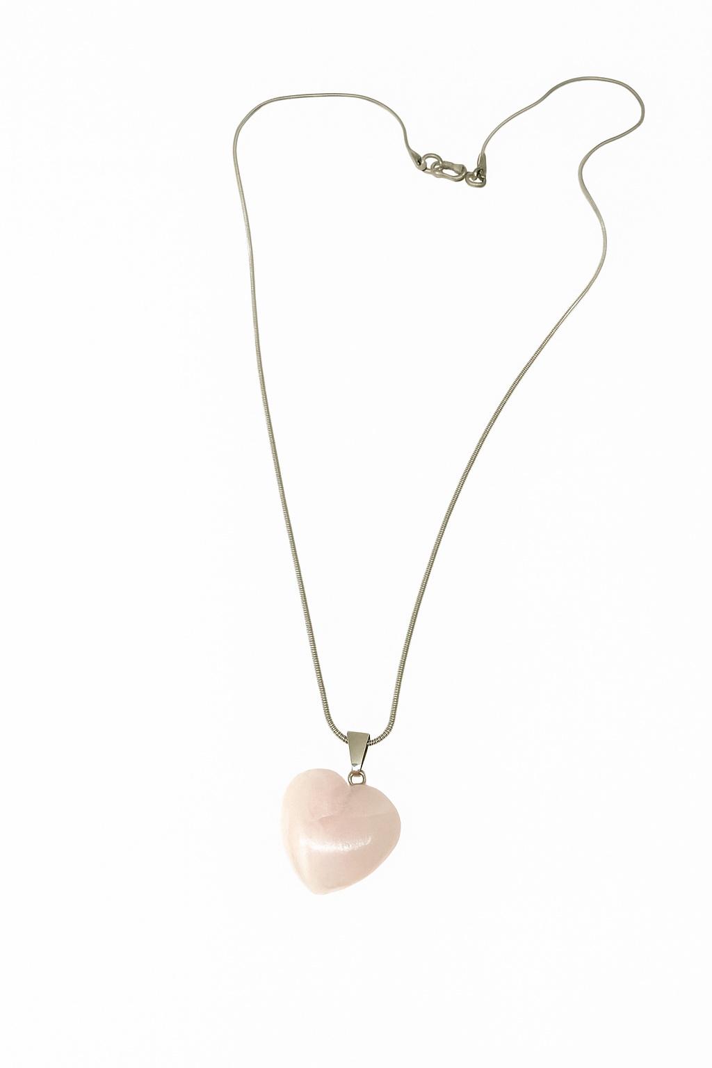 Poludrago kamenje & nakit Ogrlica SRCE od poludragog kamena Rozenkvarc